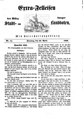 Extra-Felleisen (Würzburger Stadt- und Landbote) Dienstag 28. April 1868