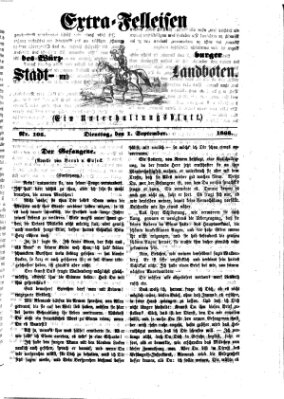 Extra-Felleisen (Würzburger Stadt- und Landbote) Dienstag 1. September 1868