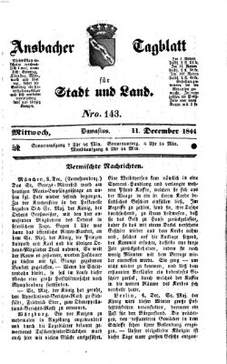 Ansbacher Tagblatt für Stadt und Land Mittwoch 11. Dezember 1844