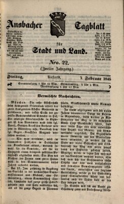 Ansbacher Tagblatt für Stadt und Land Freitag 7. Februar 1845