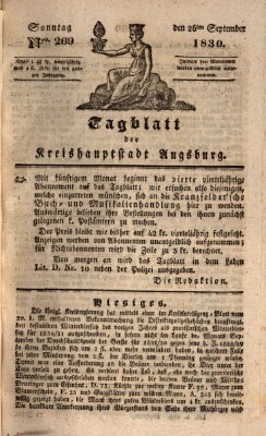 Tagblatt für die Kreishauptstadt Augsburg (Augsburger Tagblatt) Sonntag 26. September 1830