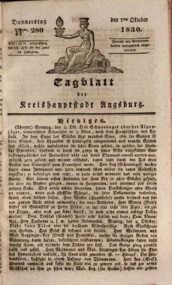 Tagblatt für die Kreishauptstadt Augsburg (Augsburger Tagblatt) Donnerstag 7. Oktober 1830