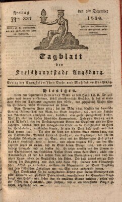 Tagblatt für die Kreishauptstadt Augsburg (Augsburger Tagblatt) Freitag 3. Dezember 1830