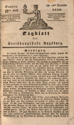 Tagblatt für die Kreishauptstadt Augsburg (Augsburger Tagblatt) Samstag 18. Dezember 1830