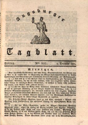 Augsburger Tagblatt Freitag 9. Dezember 1831