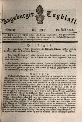 Augsburger Tagblatt Sonntag 19. Juli 1835