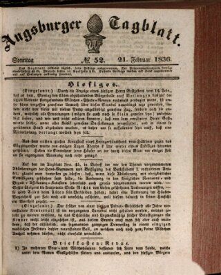Augsburger Tagblatt Sonntag 21. Februar 1836