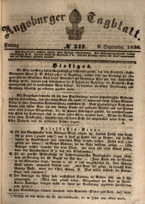 Augsburger Tagblatt Freitag 9. September 1836