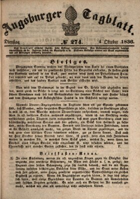 Augsburger Tagblatt Dienstag 4. Oktober 1836
