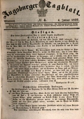 Augsburger Tagblatt Mittwoch 4. Januar 1837