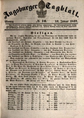 Augsburger Tagblatt Montag 16. Januar 1837