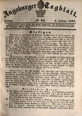 Augsburger Tagblatt Freitag 3. Februar 1837
