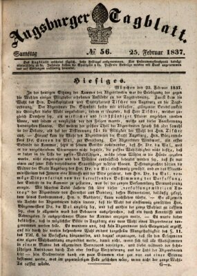 Augsburger Tagblatt Samstag 25. Februar 1837