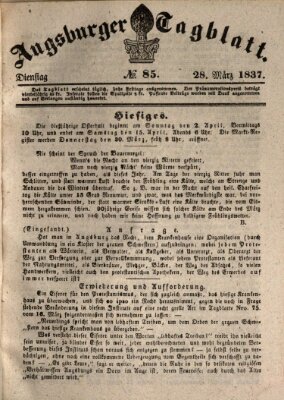 Augsburger Tagblatt Dienstag 28. März 1837