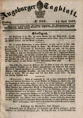 Augsburger Tagblatt Freitag 14. April 1837