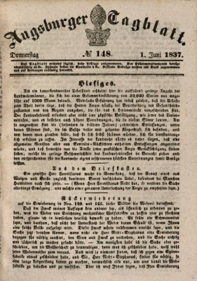 Augsburger Tagblatt Donnerstag 1. Juni 1837