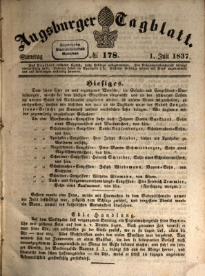 Augsburger Tagblatt Samstag 1. Juli 1837