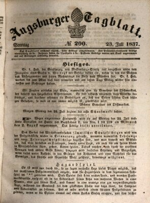 Augsburger Tagblatt Sonntag 23. Juli 1837