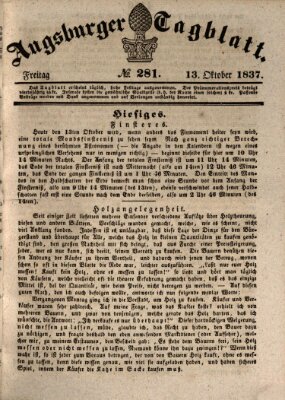 Augsburger Tagblatt Freitag 13. Oktober 1837