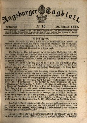 Augsburger Tagblatt Mittwoch 10. Januar 1838