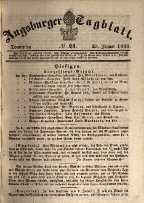 Augsburger Tagblatt Donnerstag 25. Januar 1838