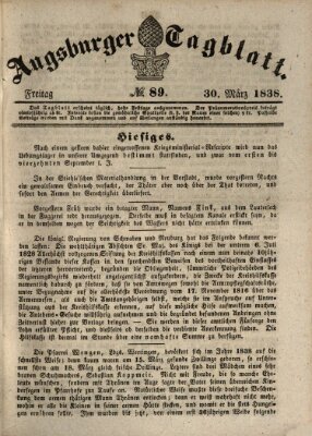 Augsburger Tagblatt Freitag 30. März 1838