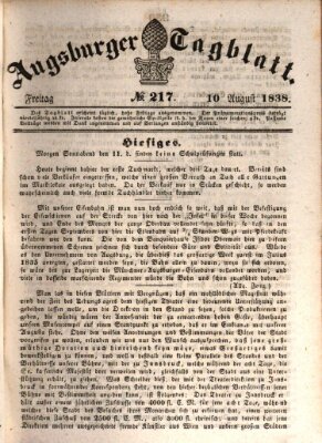 Augsburger Tagblatt Freitag 10. August 1838