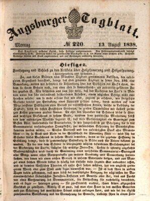 Augsburger Tagblatt Montag 13. August 1838