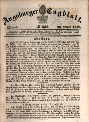 Augsburger Tagblatt Mittwoch 29. August 1838