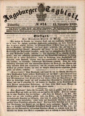 Augsburger Tagblatt Donnerstag 15. November 1838