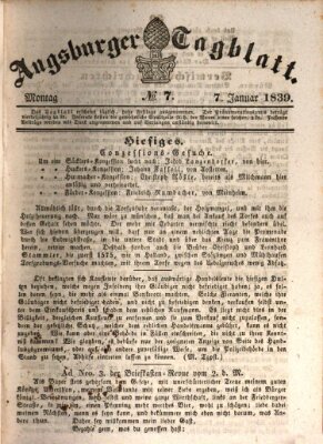 Augsburger Tagblatt Montag 7. Januar 1839