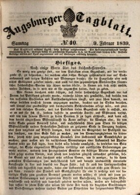 Augsburger Tagblatt Samstag 9. Februar 1839