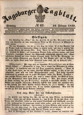 Augsburger Tagblatt Sonntag 10. Februar 1839