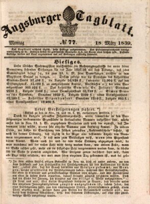 Augsburger Tagblatt Montag 18. März 1839