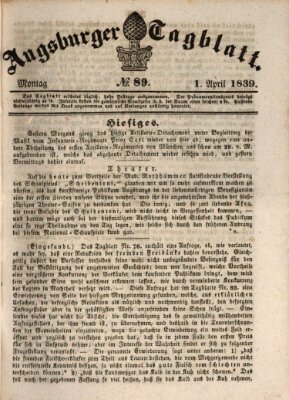Augsburger Tagblatt Montag 1. April 1839
