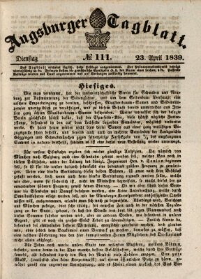 Augsburger Tagblatt Dienstag 23. April 1839