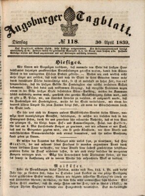 Augsburger Tagblatt Dienstag 30. April 1839