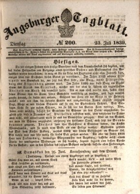 Augsburger Tagblatt Dienstag 23. Juli 1839