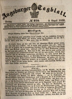 Augsburger Tagblatt Freitag 2. August 1839