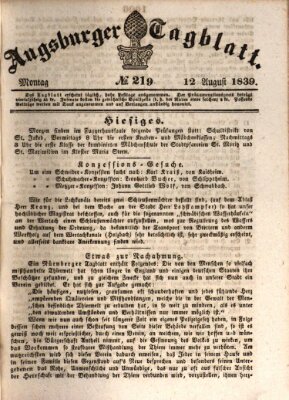 Augsburger Tagblatt Montag 12. August 1839