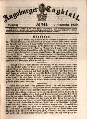 Augsburger Tagblatt Samstag 7. September 1839