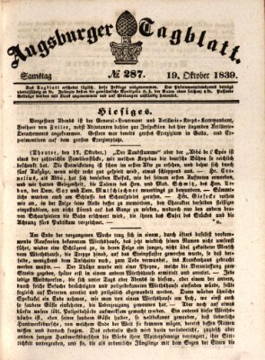 Augsburger Tagblatt Samstag 19. Oktober 1839