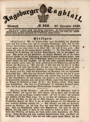 Augsburger Tagblatt Mittwoch 27. November 1839