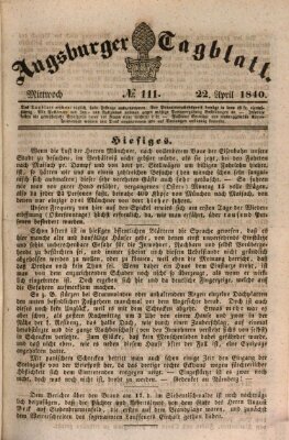 Augsburger Tagblatt Mittwoch 22. April 1840
