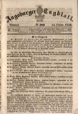 Augsburger Tagblatt Mittwoch 14. Oktober 1840