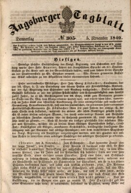 Augsburger Tagblatt Donnerstag 5. November 1840