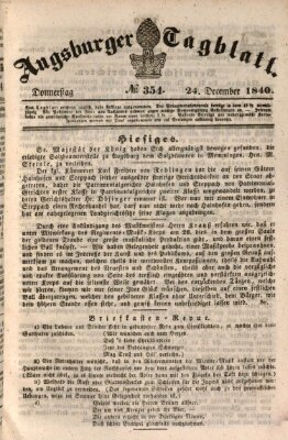 Augsburger Tagblatt Donnerstag 24. Dezember 1840