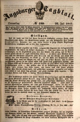 Augsburger Tagblatt Donnerstag 22. Juli 1841