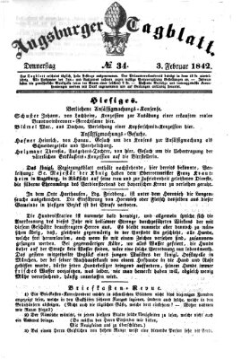 Augsburger Tagblatt Donnerstag 3. Februar 1842