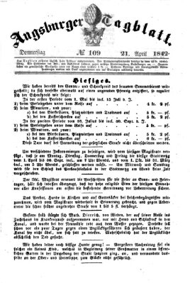 Augsburger Tagblatt Donnerstag 21. April 1842